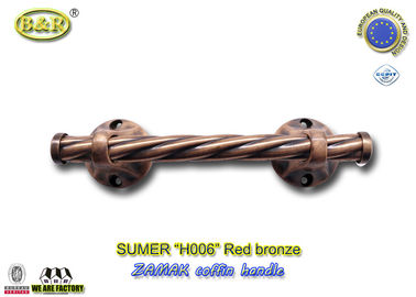 Polished Zamak Metal Coffin Handles H006 red bronze color Size 25.5 x 6.5 cm