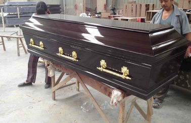Black Walnut Color Wooden Coffins European Style Exterior Polyester Paint