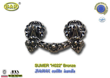 Zamak metal coffin hardware handle H022 high polished Bronze color zinc alloy coffin handle size 20.5*11.5cm