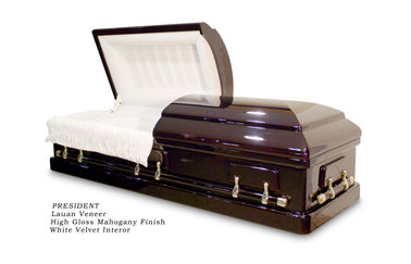 High gloss black american style wooden casket , MDF with veneer