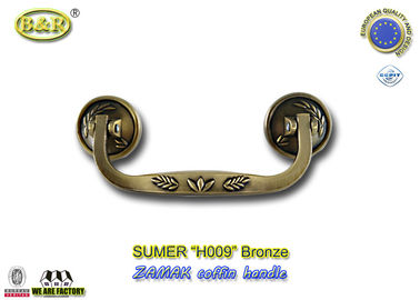 High Performance Zamak Metal Coffin Handles size 19*7cm Rod H009 antique bronze color